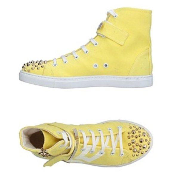 ELISABETTA FRANCHI Shoes - ELISABETTA FRANCHI CANVAS STUDDED HI-TOP SNEAKERS